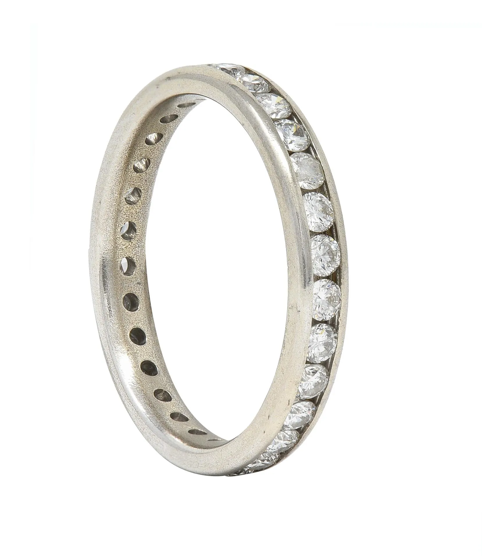 Tessler & Weiss Mid-Century 1.45 CTW Diamond 14 Karat White Gold Vintage Eternity Band Ring