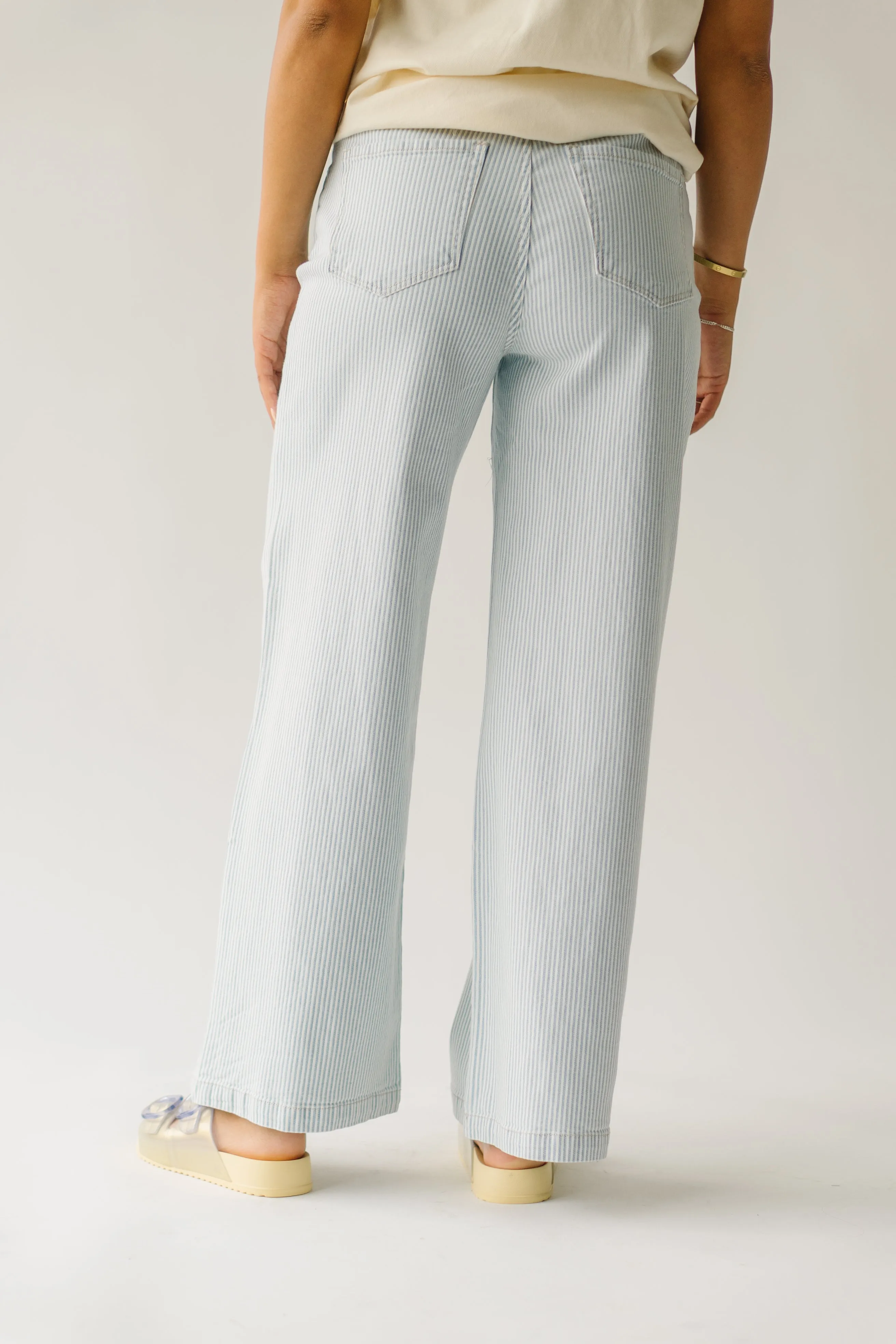 The Mendoza Waist Tie Wide Leg Pant in Blue Stripe