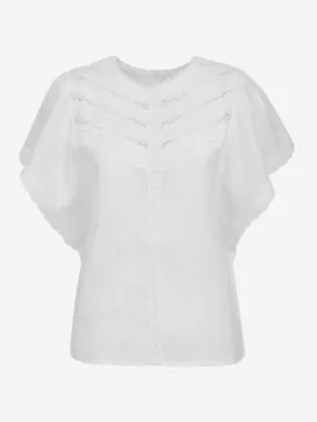 The new society - Blusa a mezza manica in tessuto crochet tinta unita