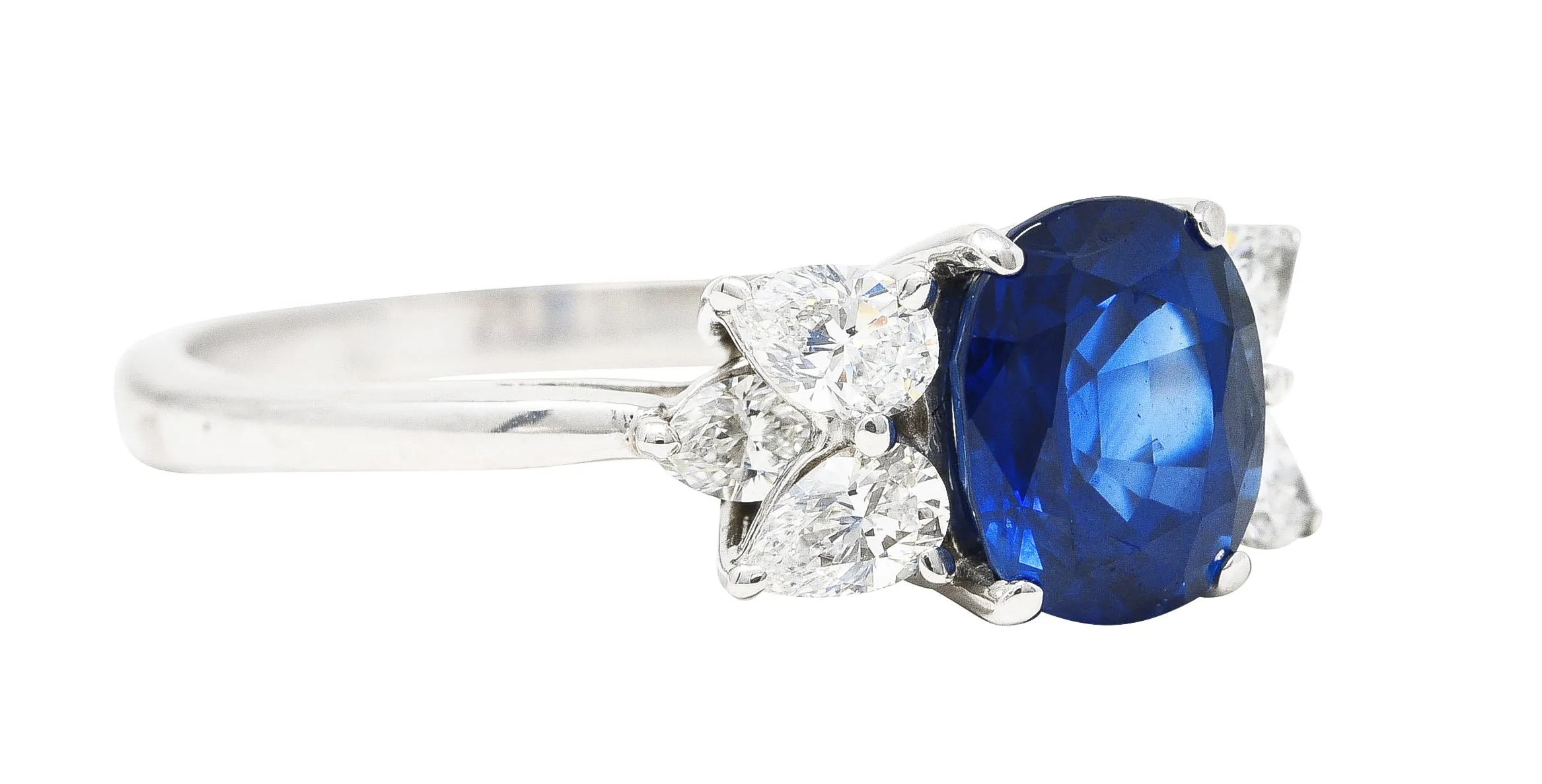 Tiffany & Co. 3.34 CTW Sapphire Marquise Pear Cut Diamond Platinum Victoria Vintage Ring