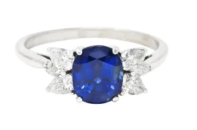 Tiffany & Co. 3.34 CTW Sapphire Marquise Pear Cut Diamond Platinum Victoria Vintage Ring