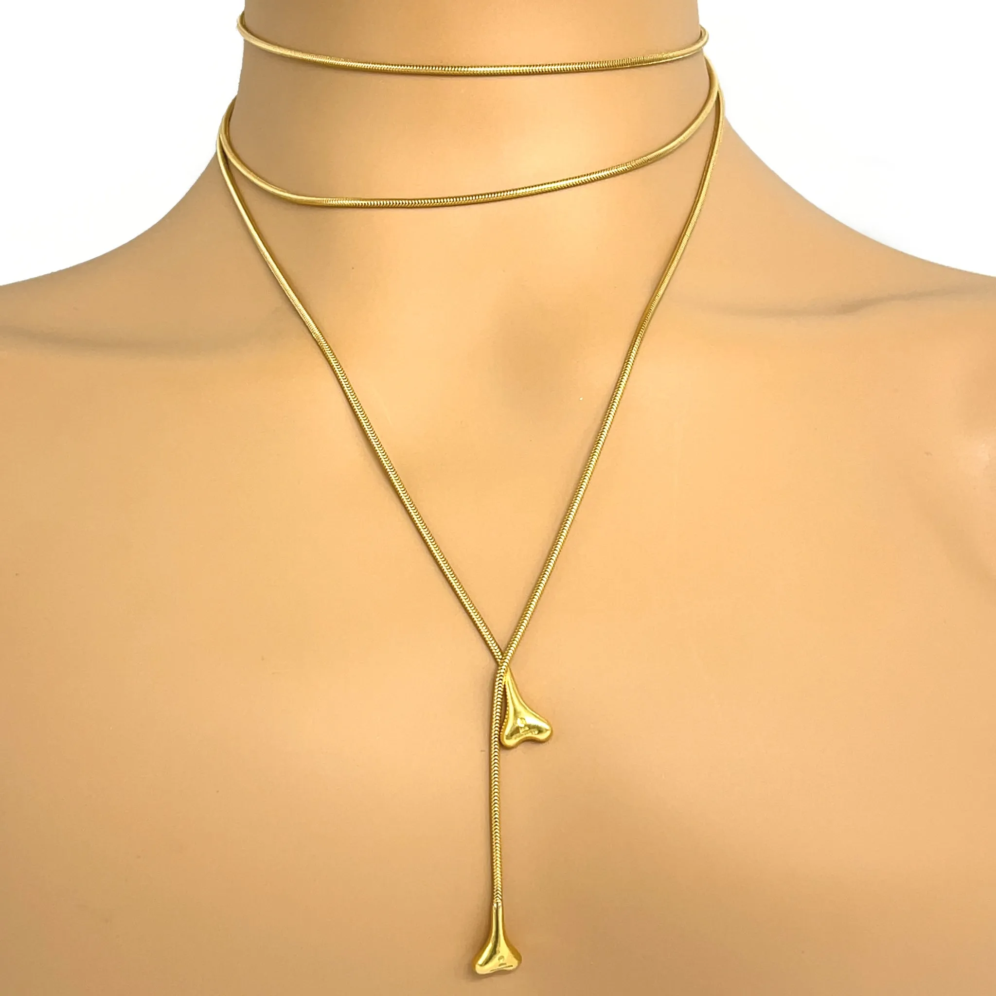 Tiffany and Co. Vintage Bone End Long Lariat Necklace in 18k Yellow Gold