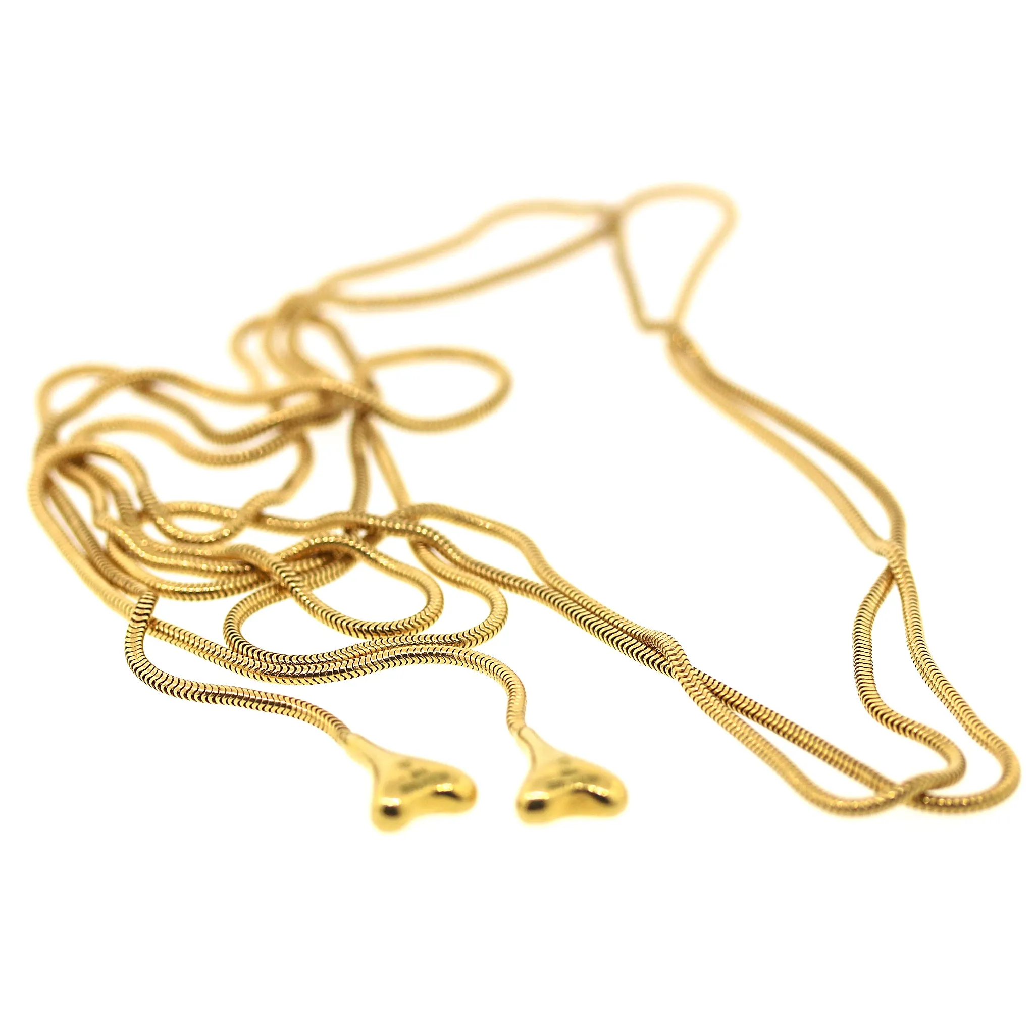 Tiffany and Co. Vintage Bone End Long Lariat Necklace in 18k Yellow Gold