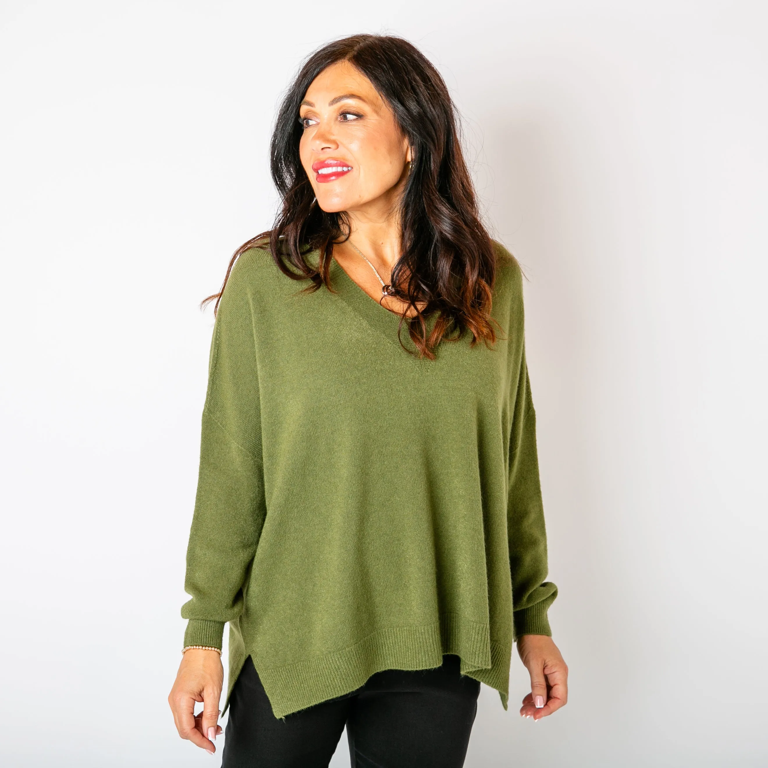 V Neck Split Jumper