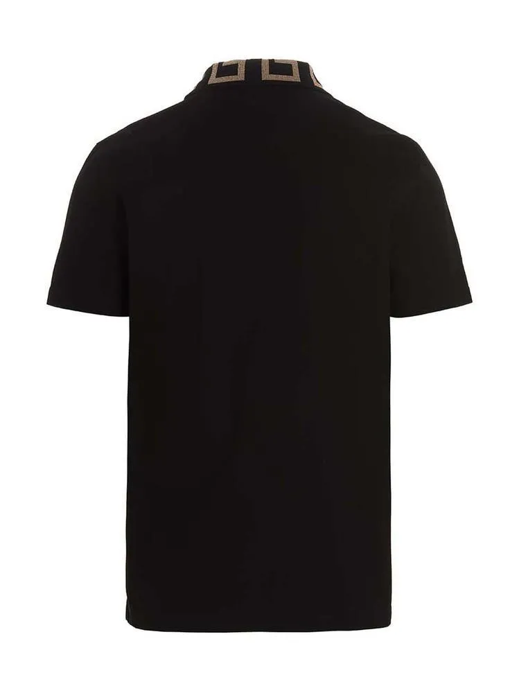 VERSACE  |Monogram Cotton Short Sleeves Logo Luxury Polos