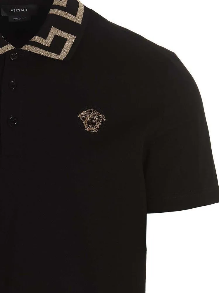 VERSACE  |Monogram Cotton Short Sleeves Logo Luxury Polos