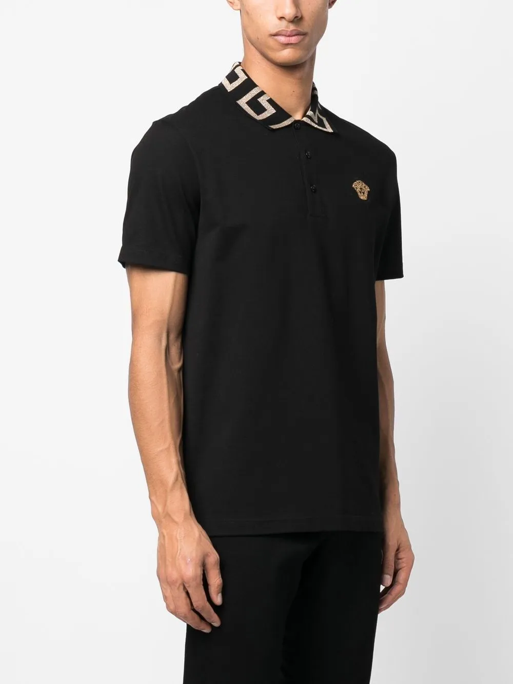 VERSACE  |Monogram Cotton Short Sleeves Logo Luxury Polos