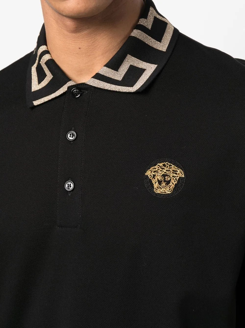 VERSACE  |Monogram Cotton Short Sleeves Logo Luxury Polos