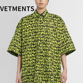 VETEMENTS  |Street Style Cotton Short Sleeves Oversized Shirts