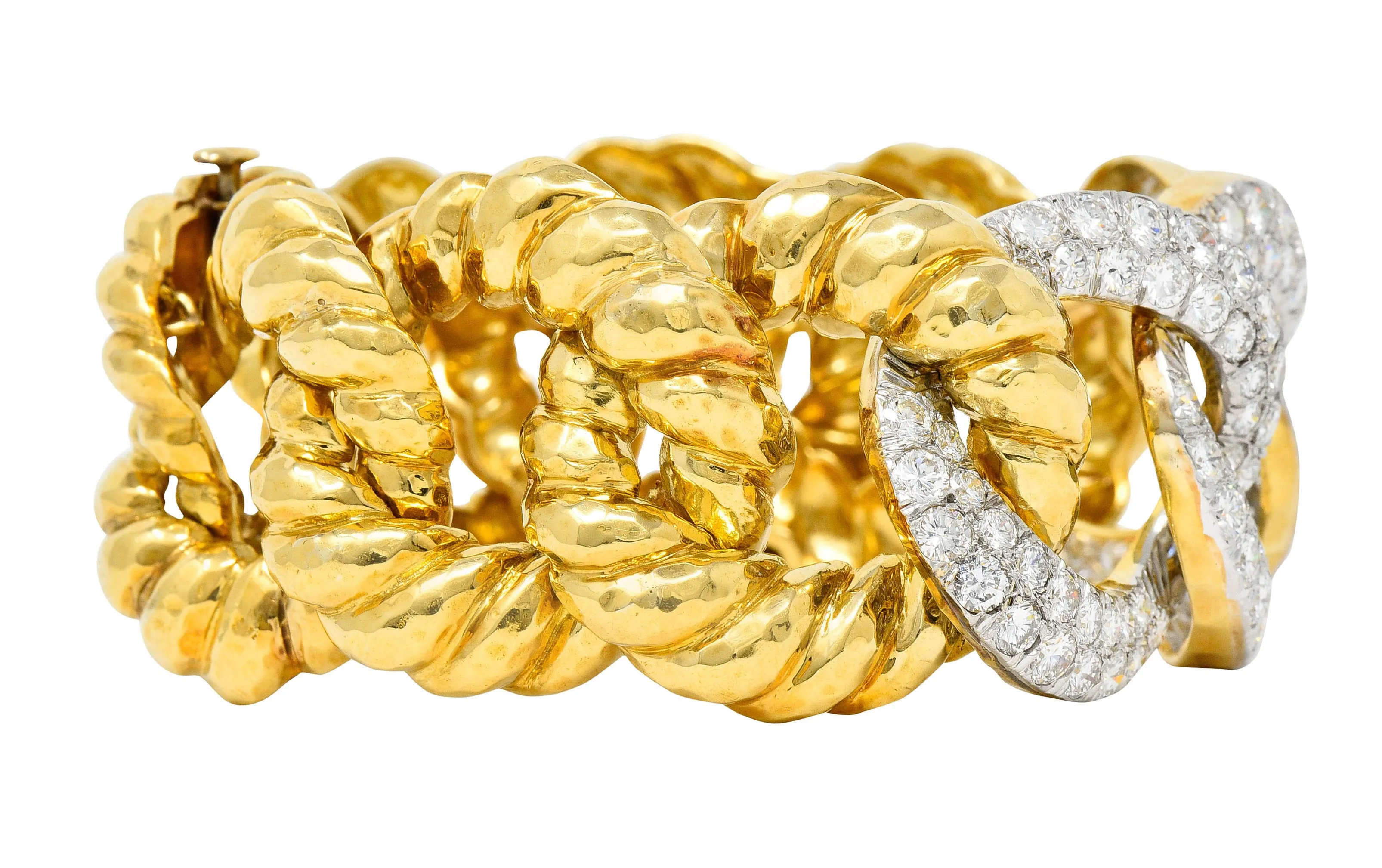 Vintage 15.75 CTW Diamond 18 Karat Two-Tone Gold Link Bracelet