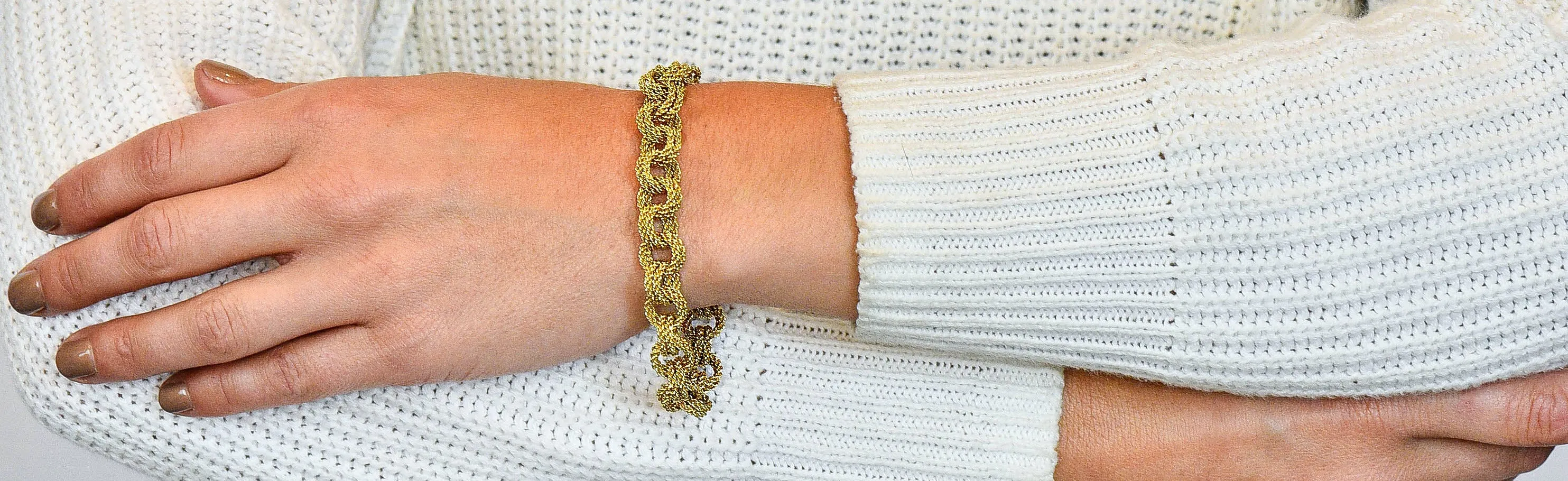 Vintage 18 Karat Yellow Gold Twisted Rope Double Rolo Link Bracelet