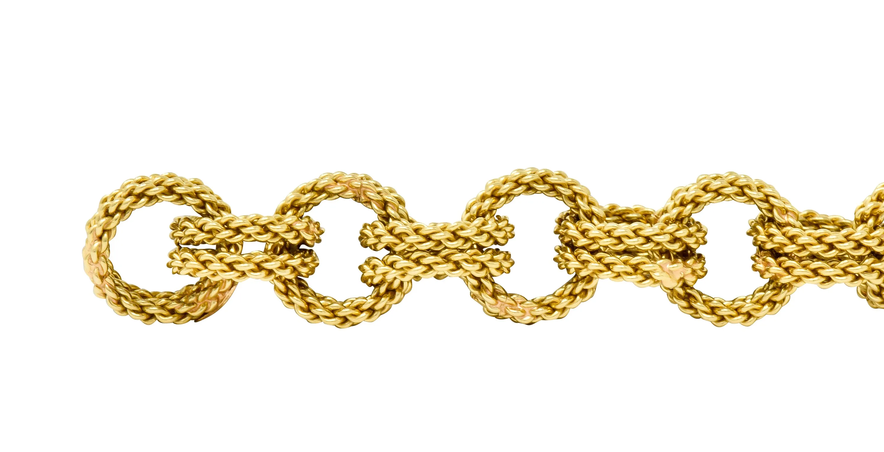 Vintage 18 Karat Yellow Gold Twisted Rope Double Rolo Link Bracelet