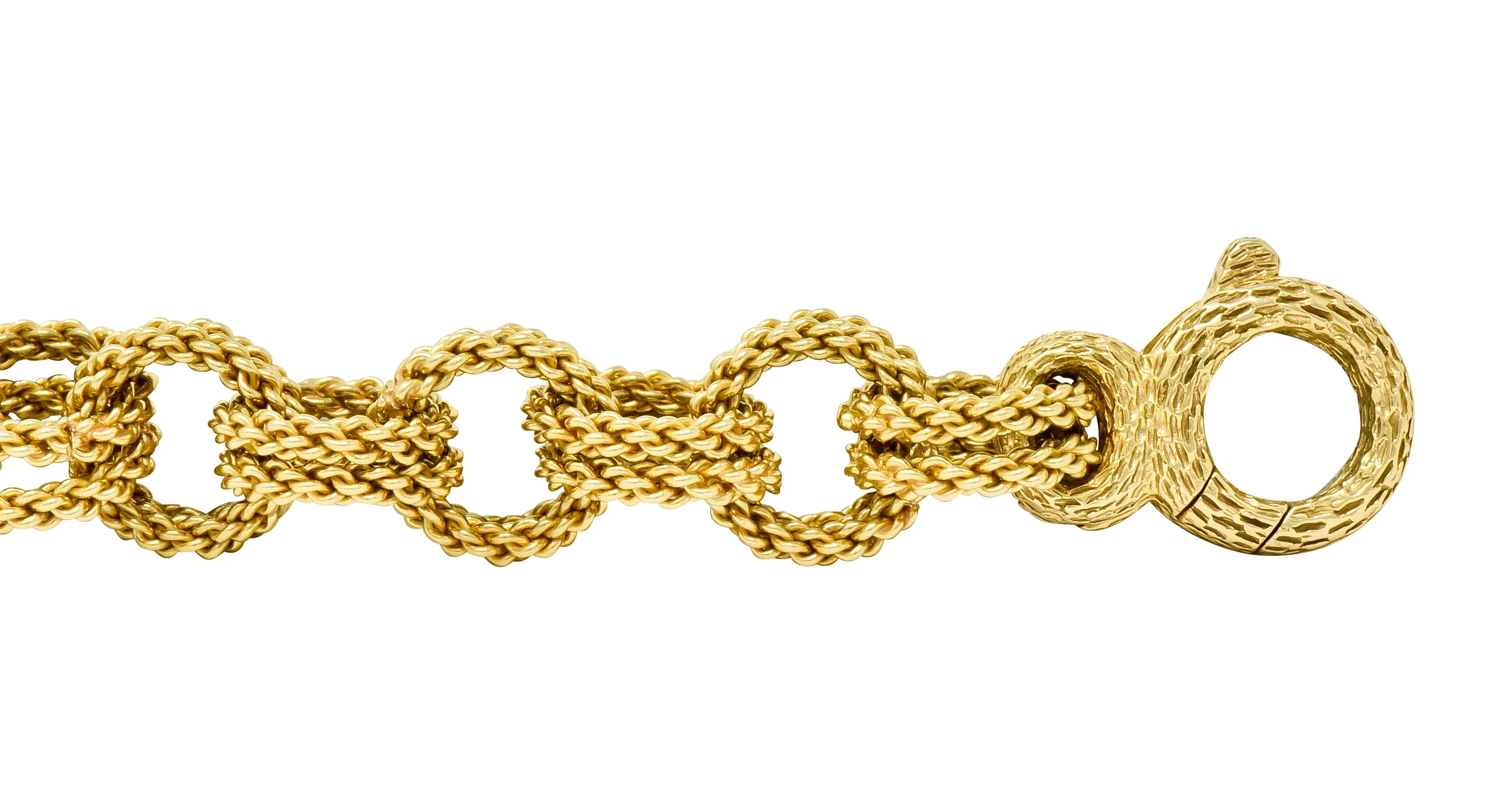 Vintage 18 Karat Yellow Gold Twisted Rope Double Rolo Link Bracelet