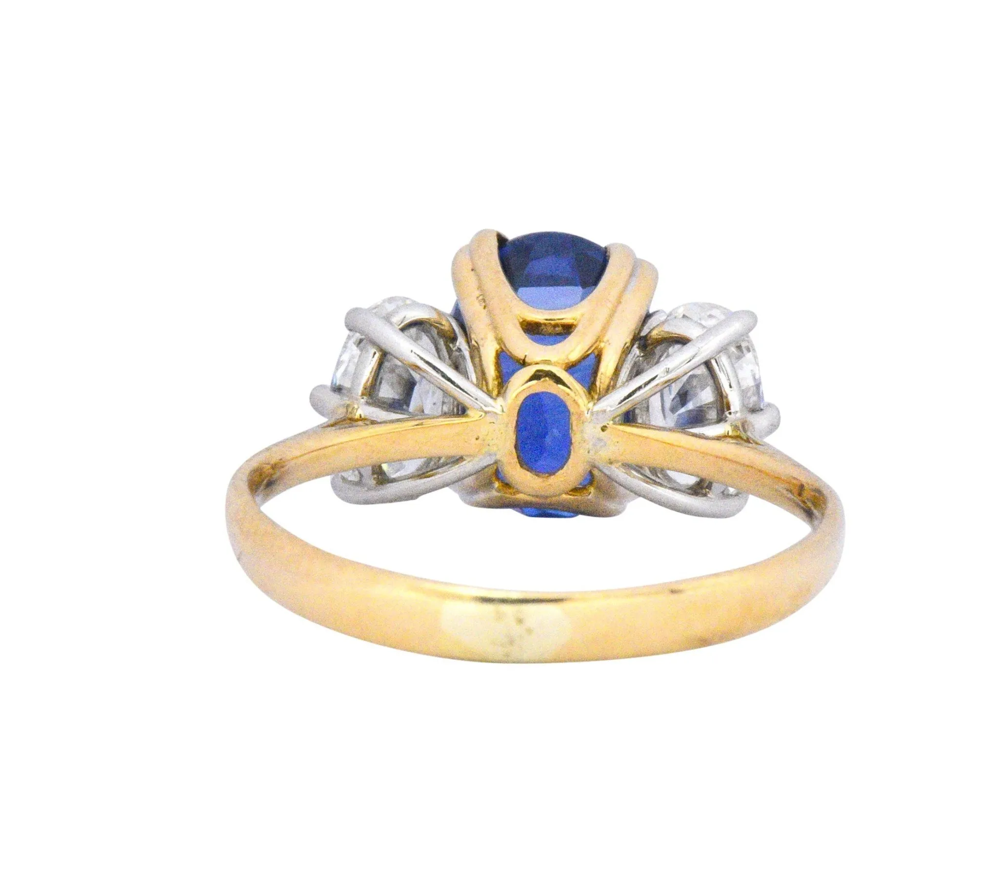 Vintage 4.22 CTW No Heat Natural Sapphire Diamond 18 Karat Gold Ring AGL