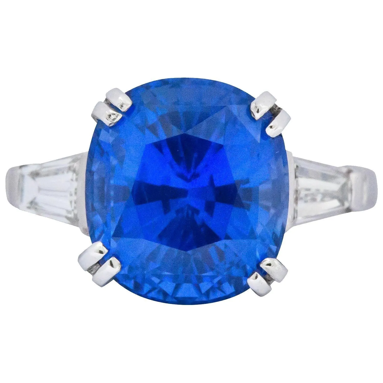 Vintage 8.62 CTW No Heat Ceylon Sapphire Diamond Platinum Ring AGL