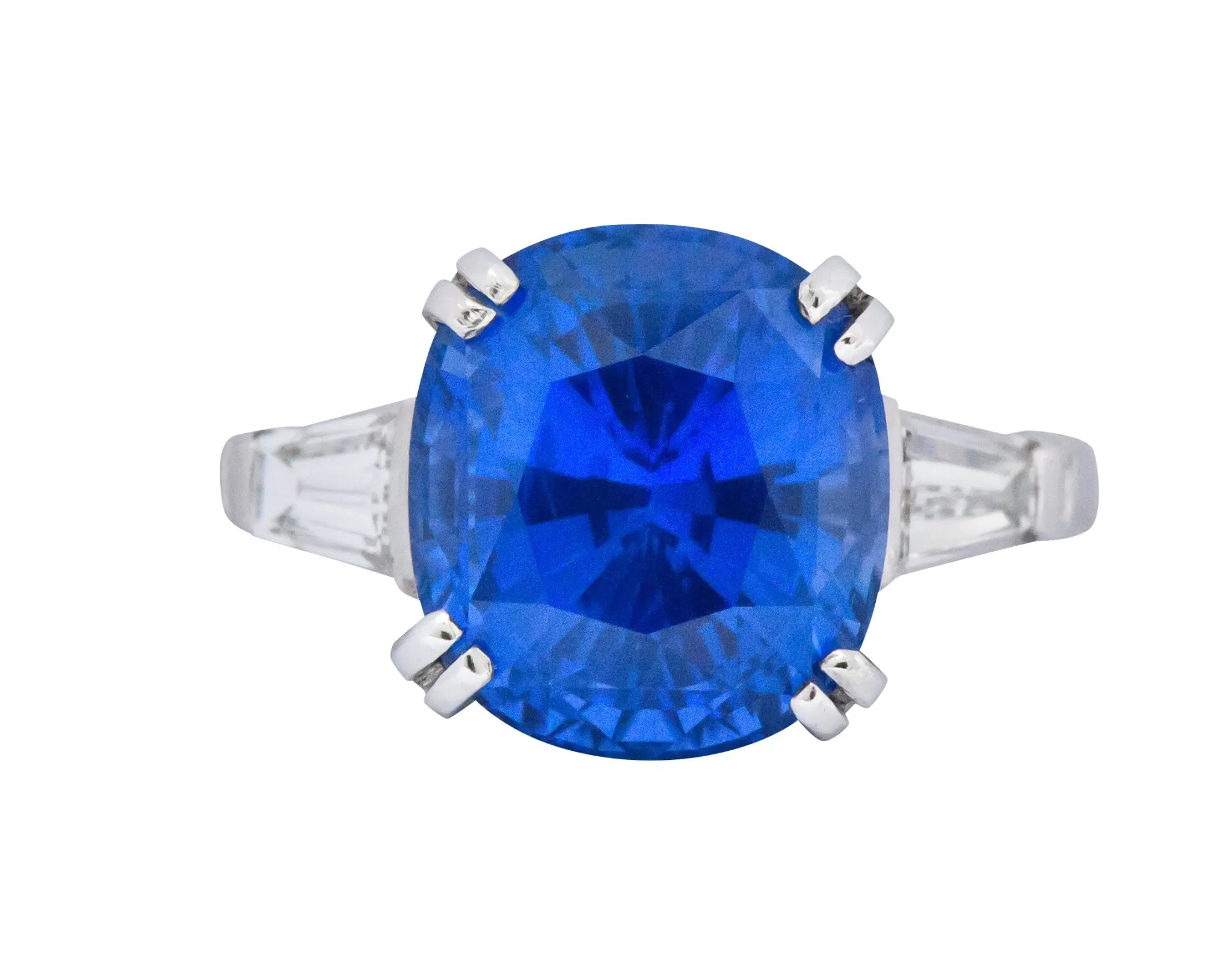 Vintage 8.62 CTW No Heat Ceylon Sapphire Diamond Platinum Ring AGL