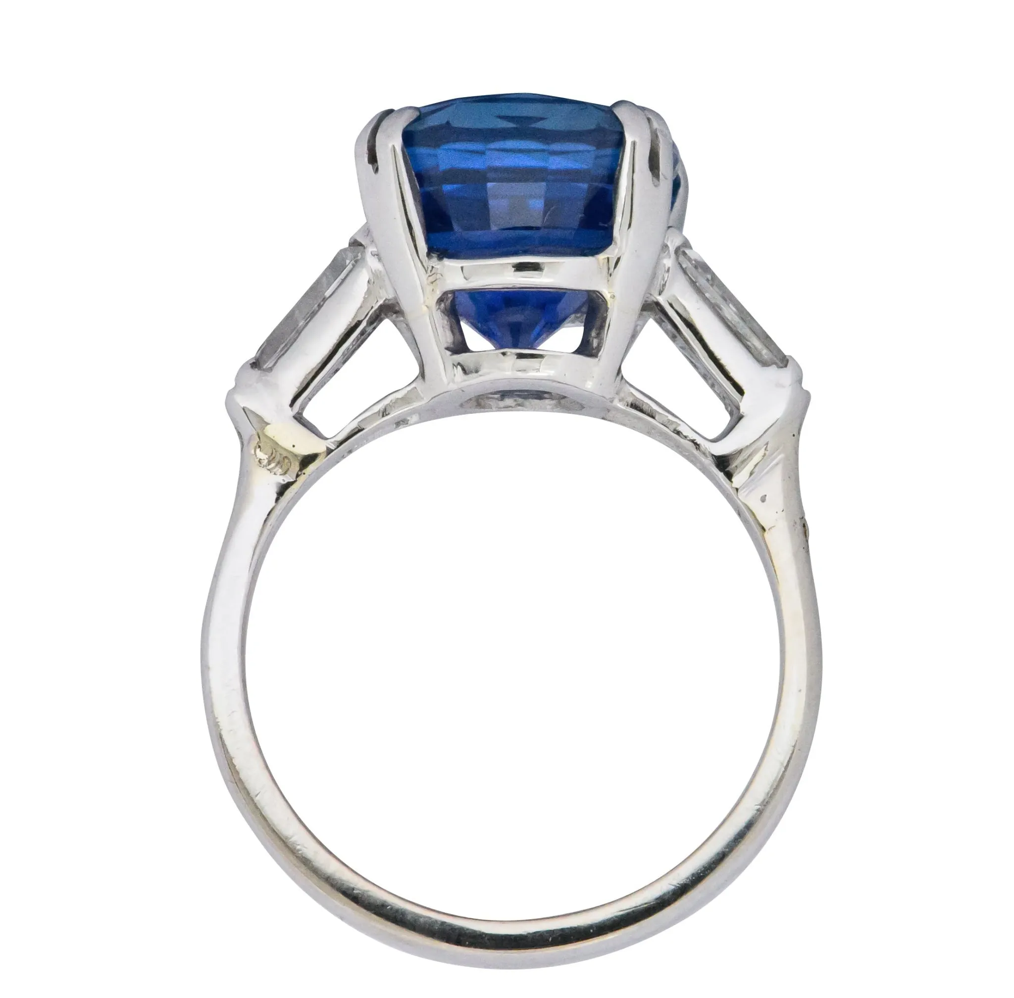 Vintage 8.62 CTW No Heat Ceylon Sapphire Diamond Platinum Ring AGL