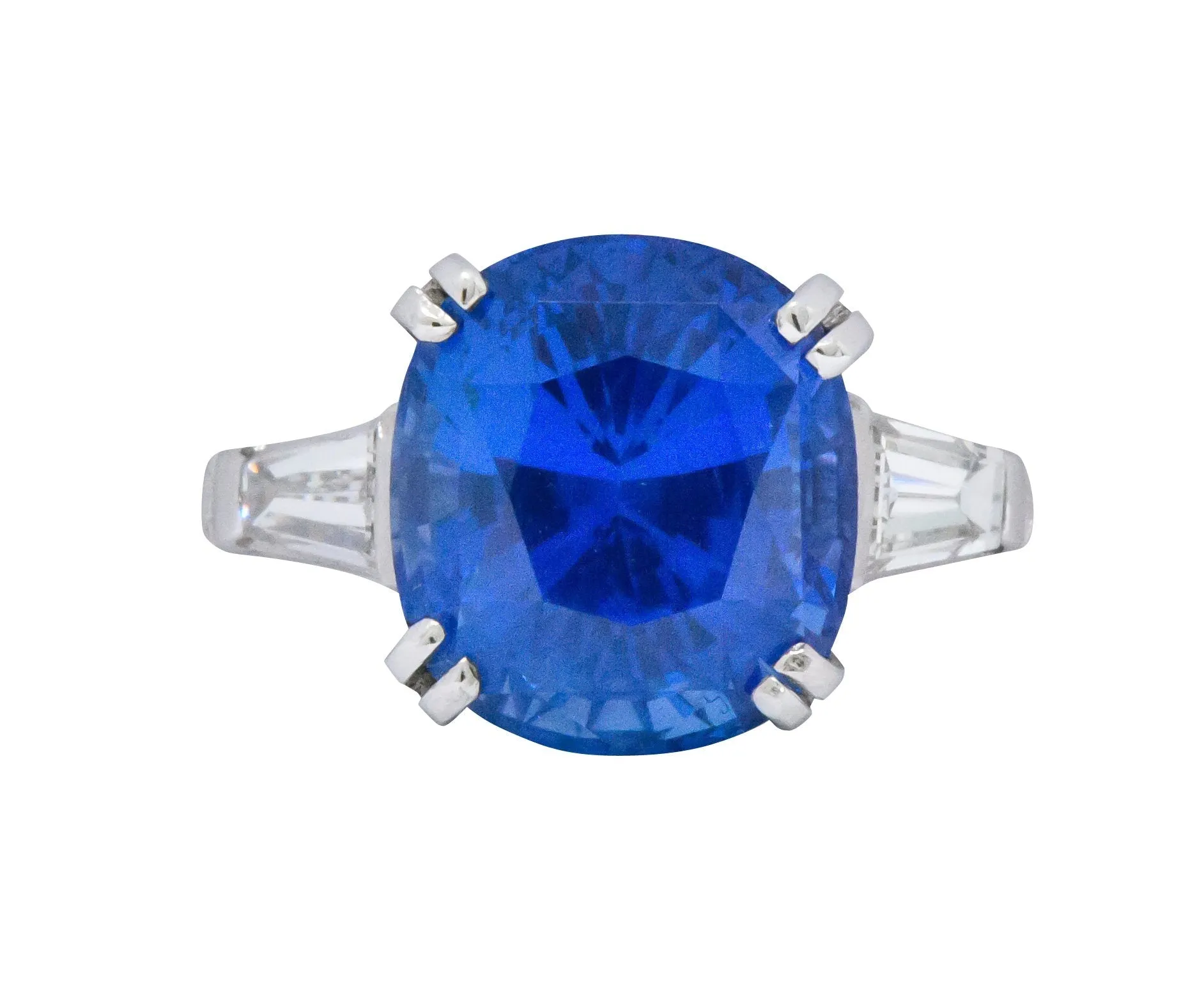 Vintage 8.62 CTW No Heat Ceylon Sapphire Diamond Platinum Ring AGL