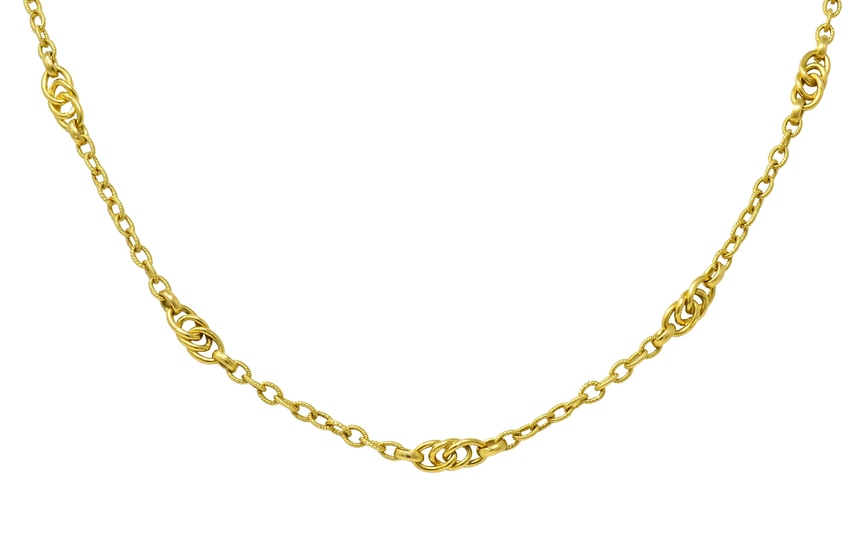 Vintage Italian 18 Karat Gold 30 Inch Long Chain Necklace