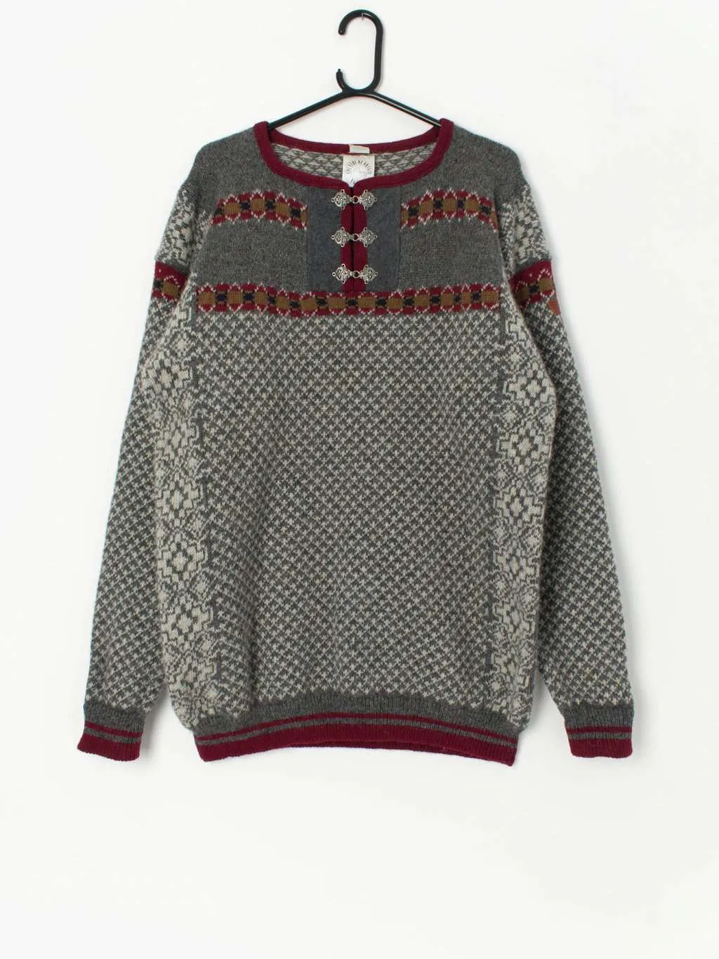 Vintage Norwegian wool jumper in soft grey – Large