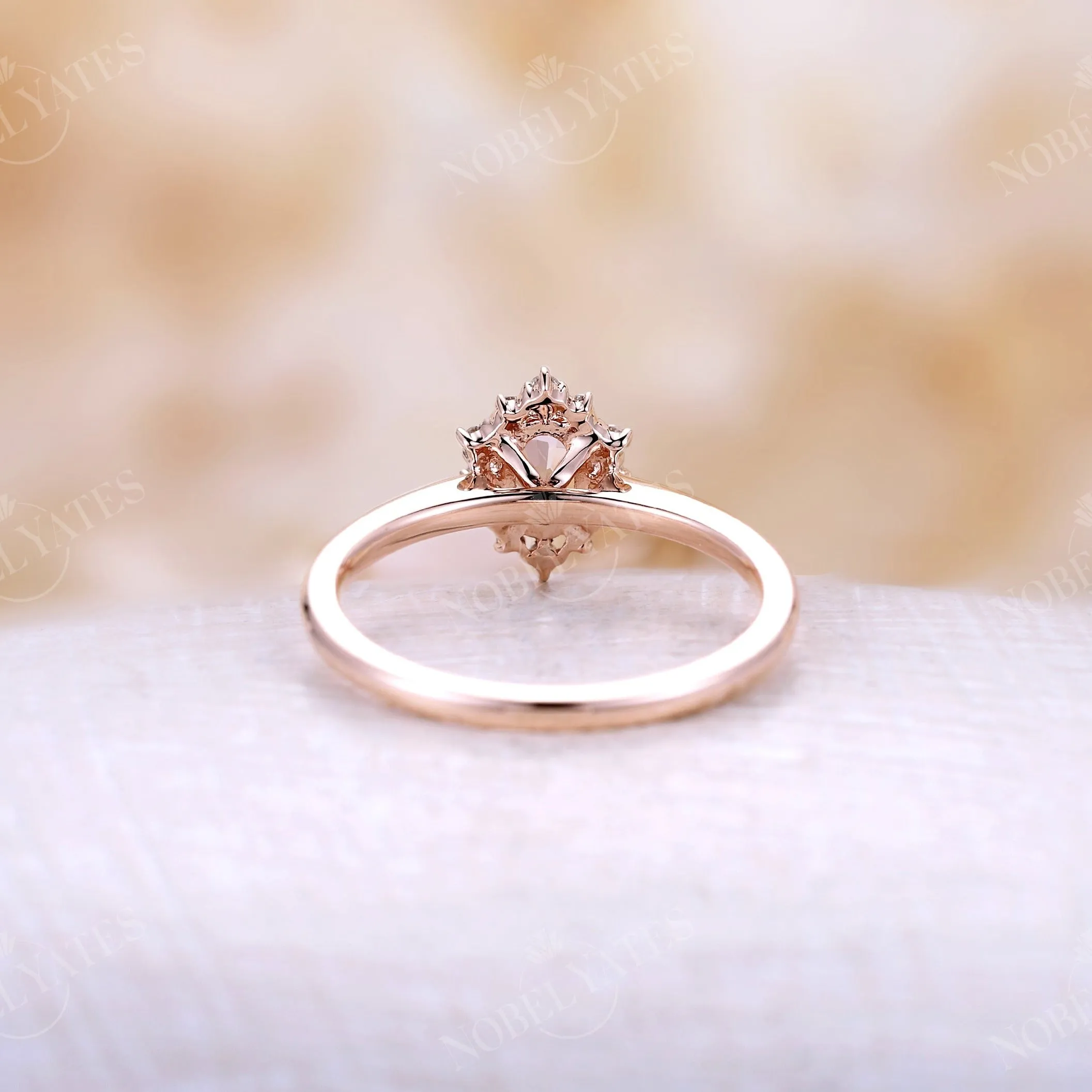 Vintage Oval Morganite Halo Engagement Ring Rose Gold