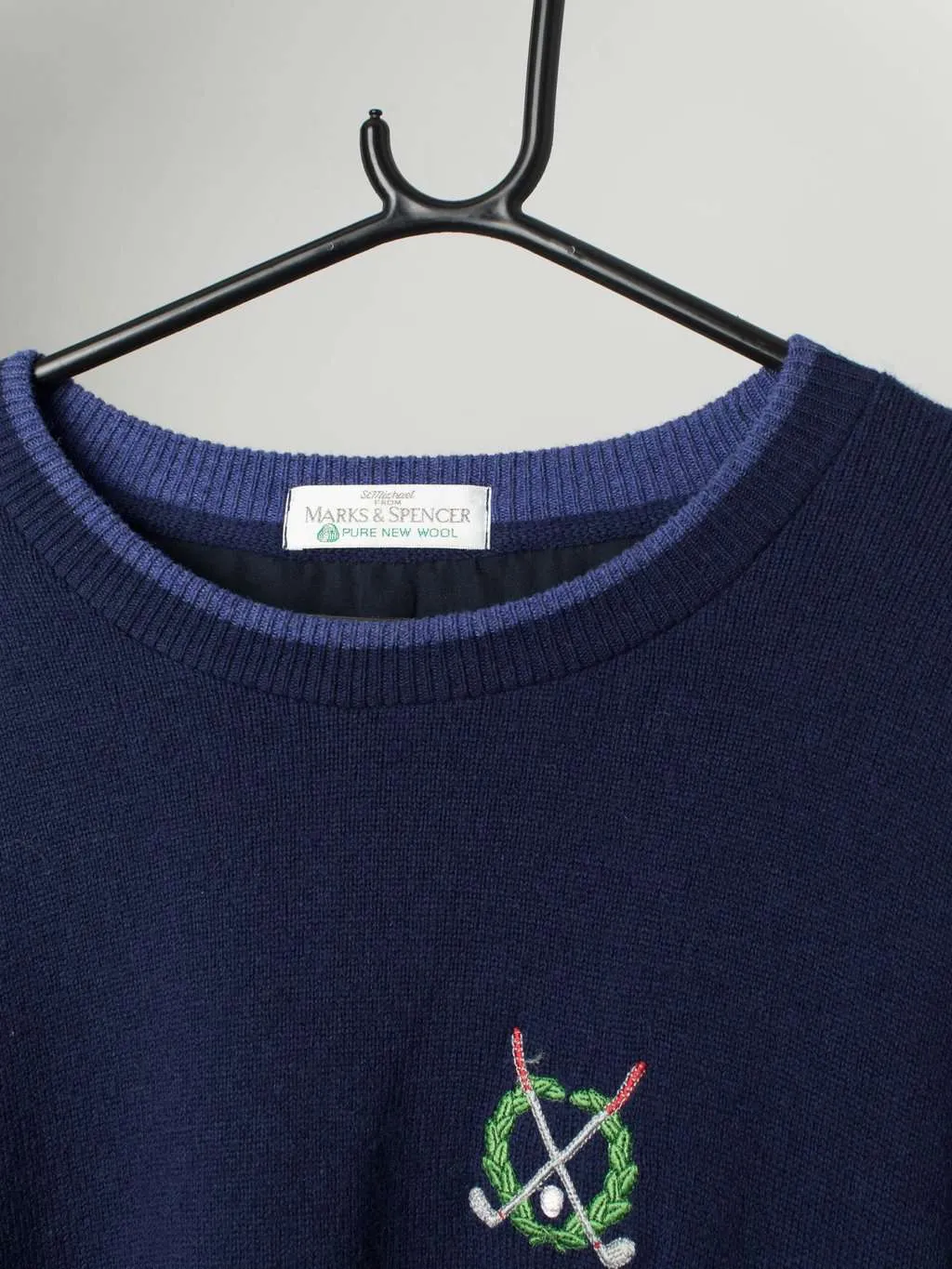 Vintage St Michael golf jumper in navy blue – 2XL