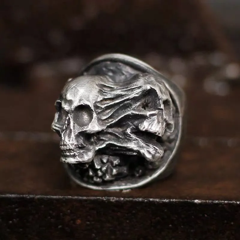 Vintage Stainless Steel Transforming Skull Ring