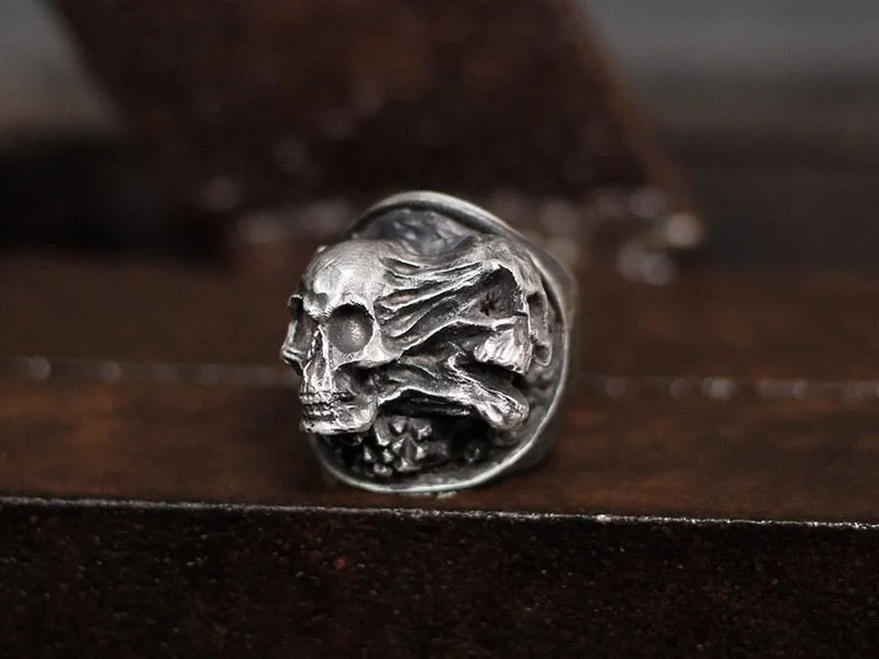 Vintage Stainless Steel Transforming Skull Ring