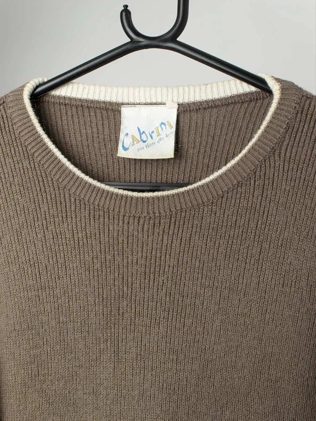 Vintage wool deer jumper in brown and white – Large