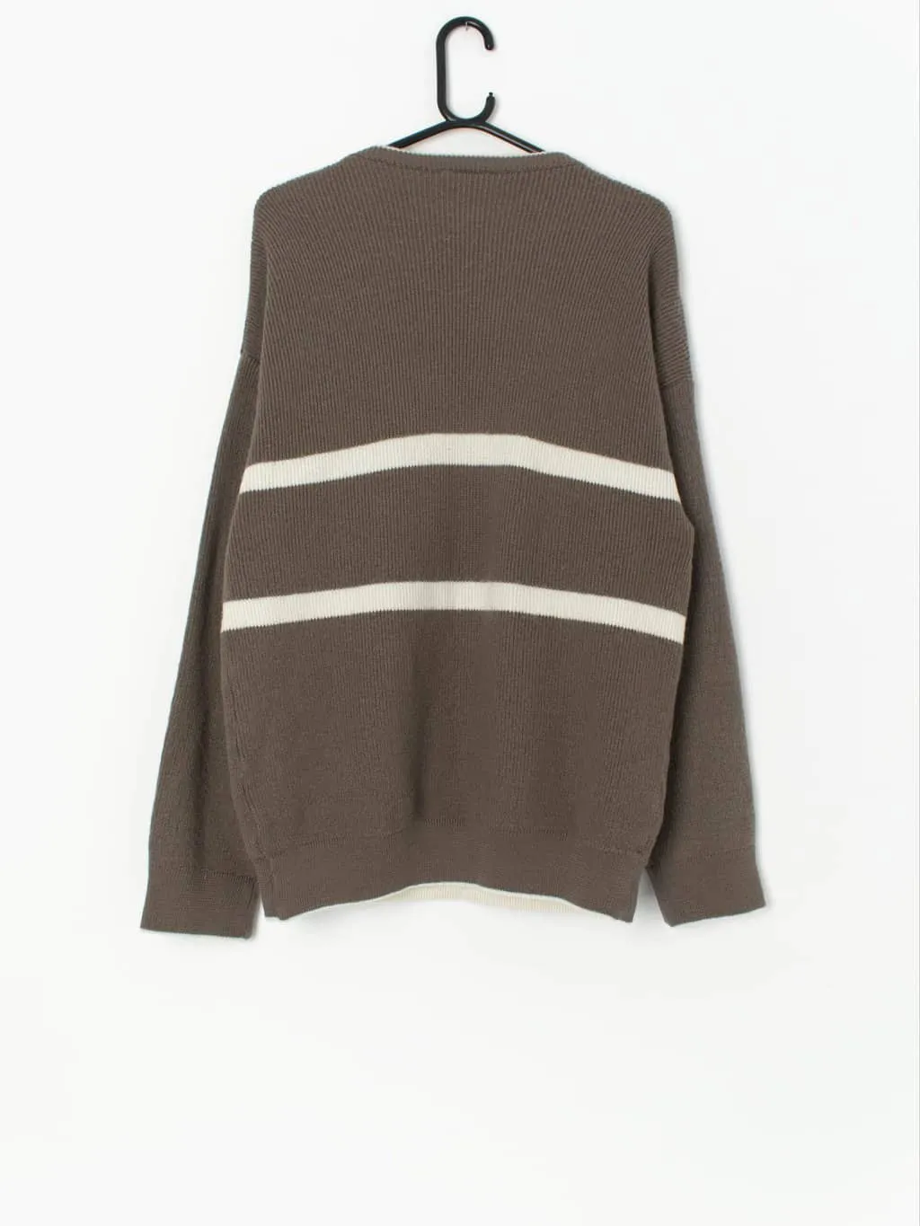 Vintage wool deer jumper in brown and white – Large