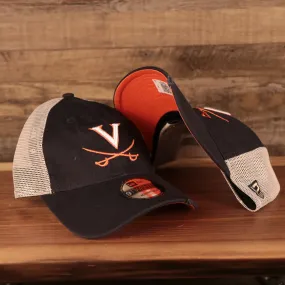 Virginia Cavaliers Navy Adjustable Orange Bottom Distressed Trucker Cap