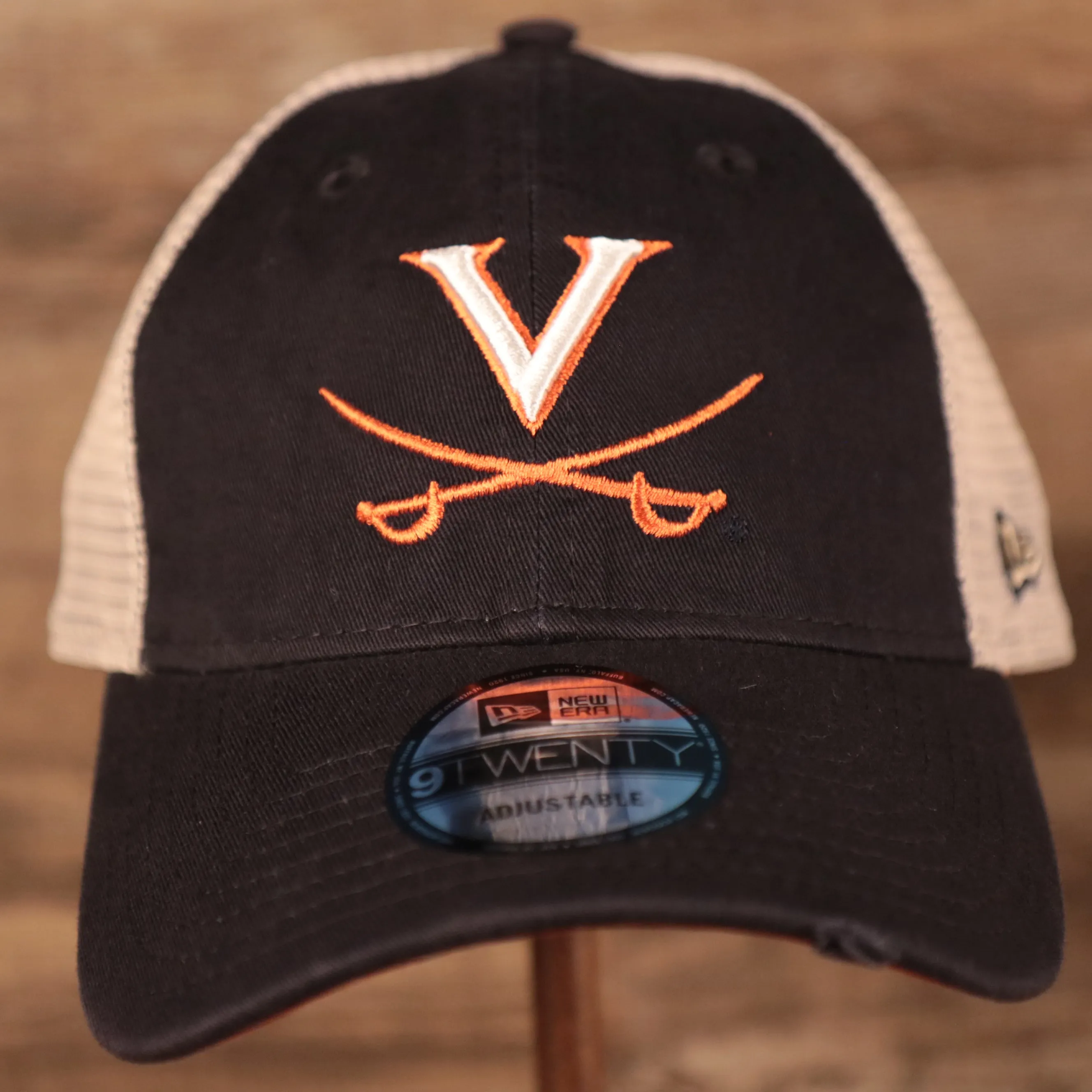 Virginia Cavaliers Navy Adjustable Orange Bottom Distressed Trucker Cap