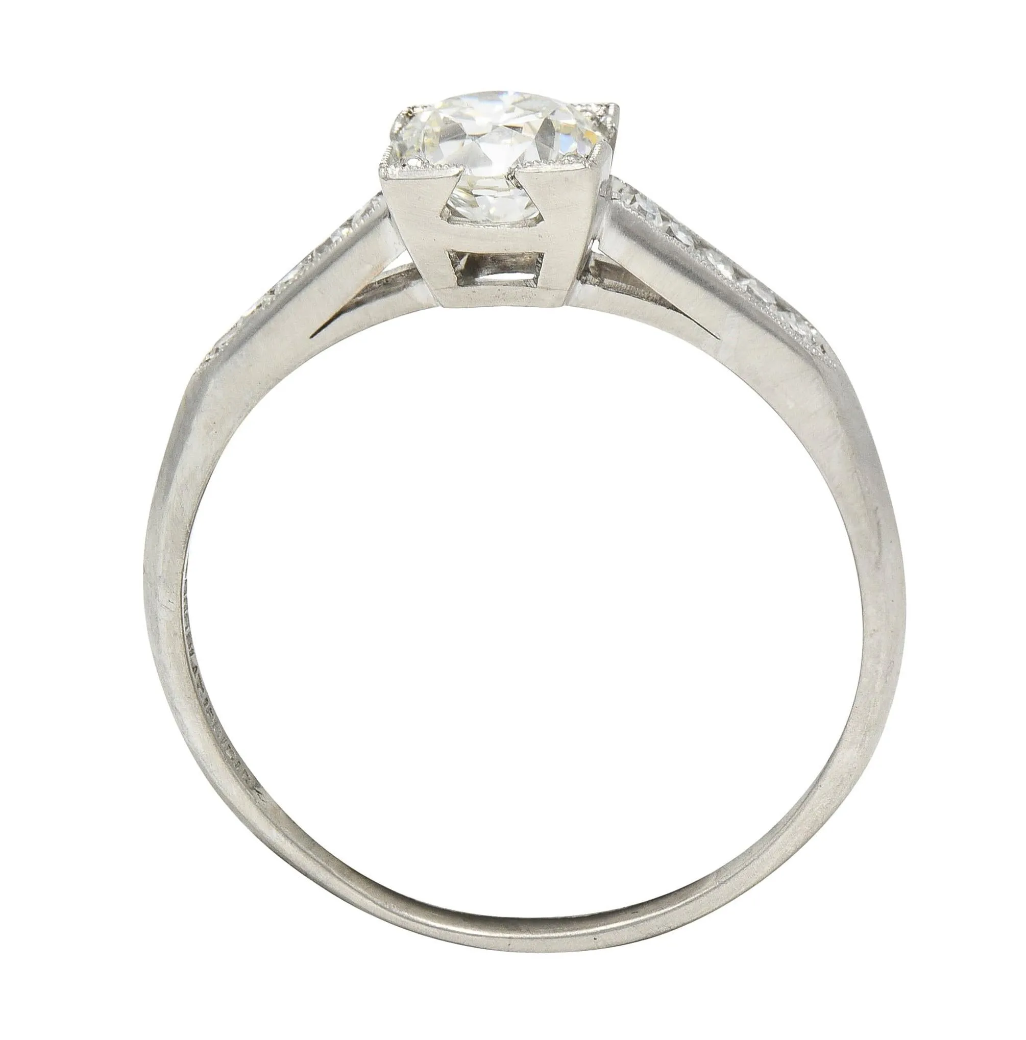 W.J. Harber Co. Mid-Century 0.76 CTW Old European Diamond Platinum Vintage Engagement Ring