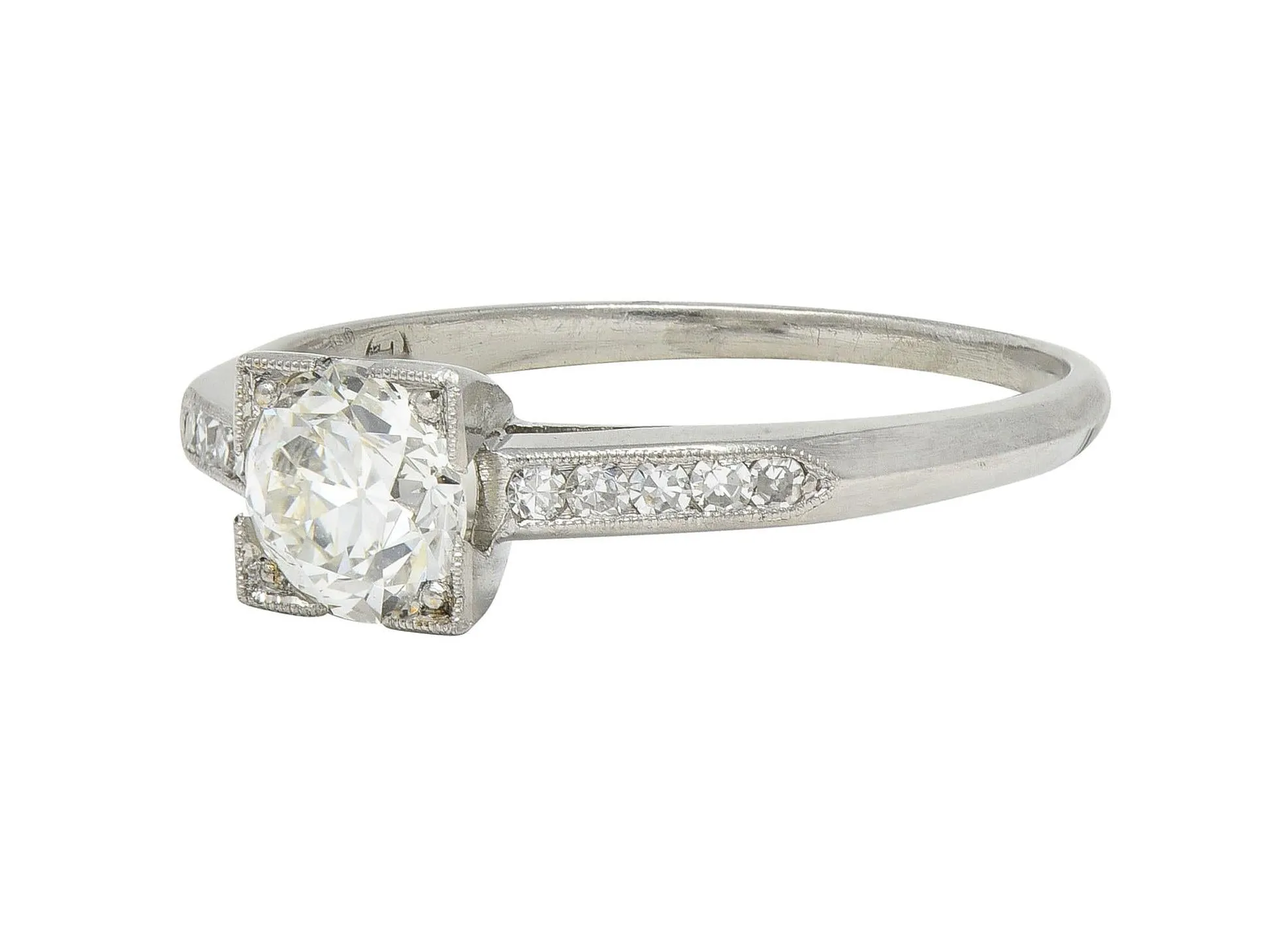 W.J. Harber Co. Mid-Century 0.76 CTW Old European Diamond Platinum Vintage Engagement Ring