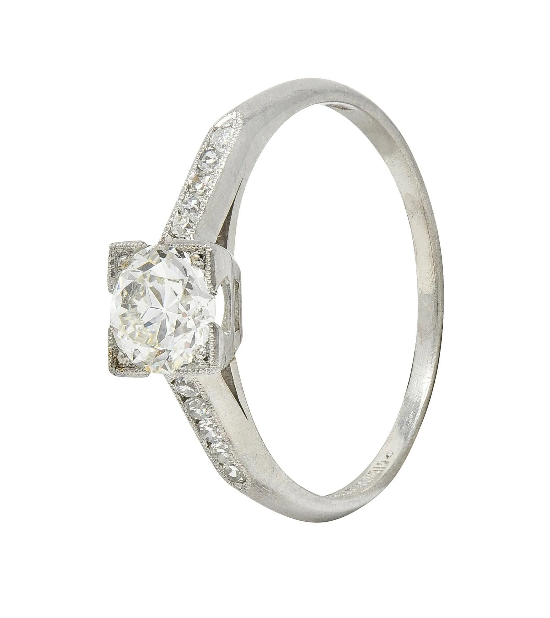 W.J. Harber Co. Mid-Century 0.76 CTW Old European Diamond Platinum Vintage Engagement Ring