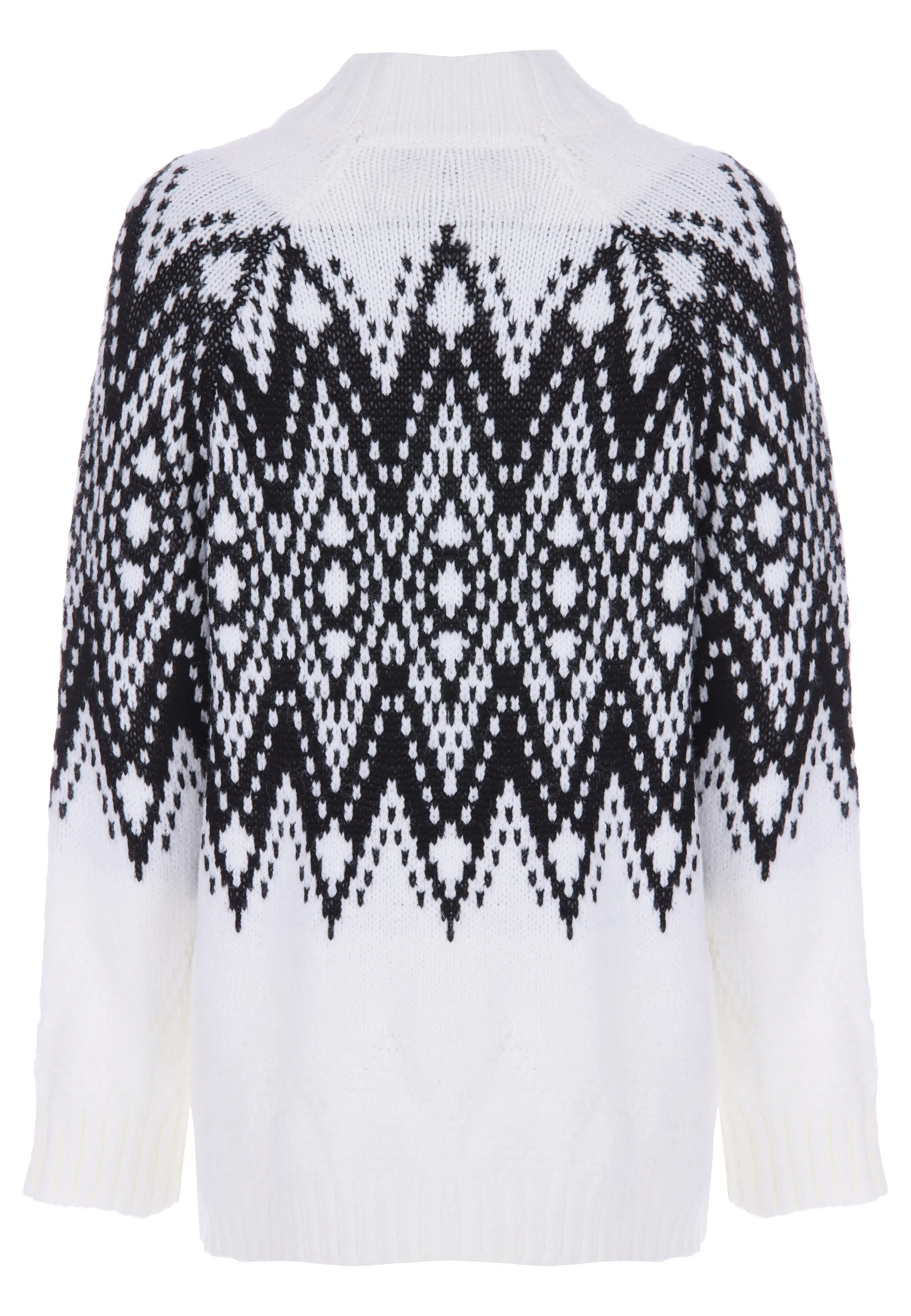 Womens Black & White Diamond Fair Isle Jumper