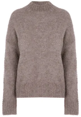 Womens Brown Boucle Knitted Jumper