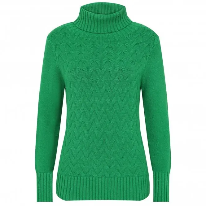 Womens Cable Roll Neck Jumper