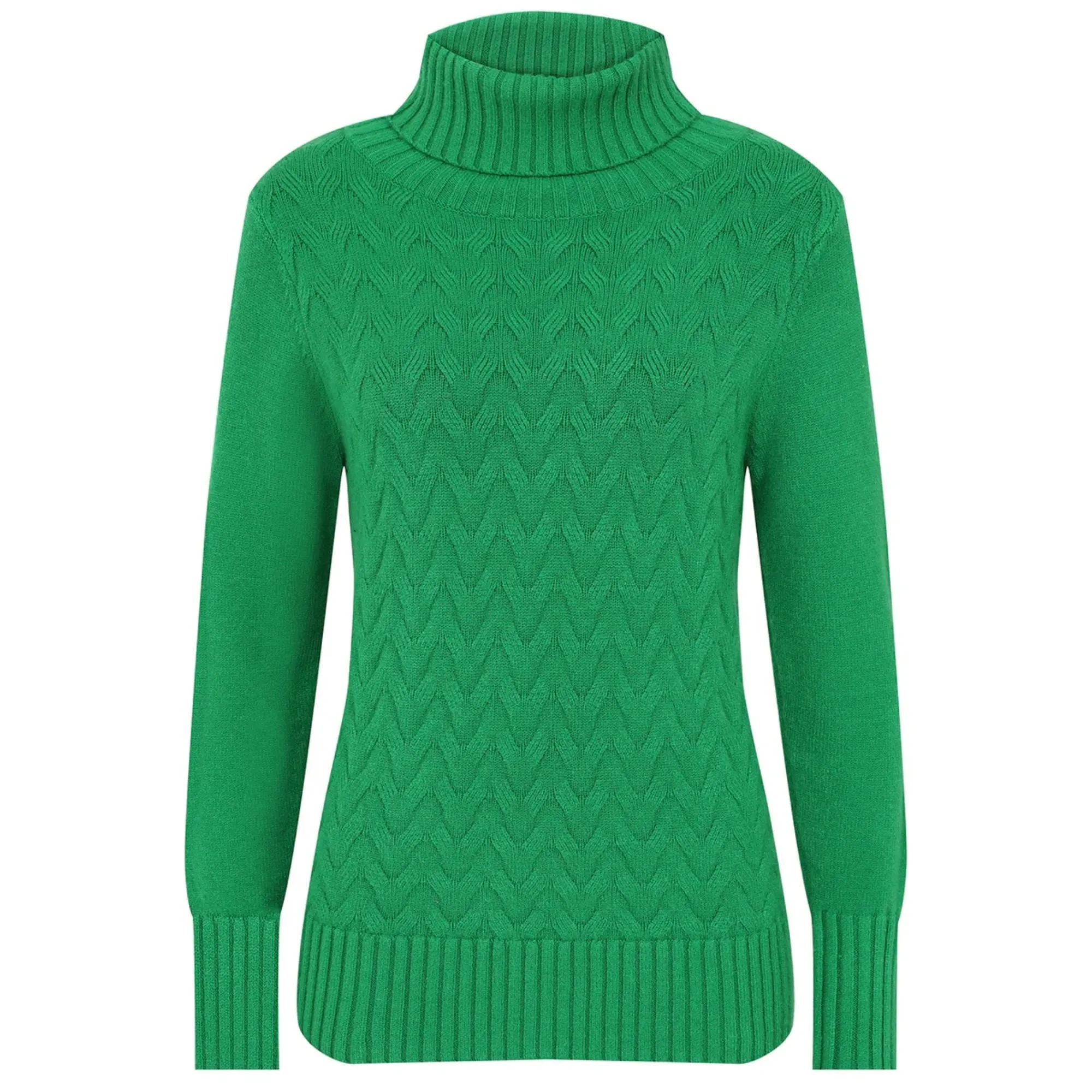 Womens Cable Roll Neck Jumper