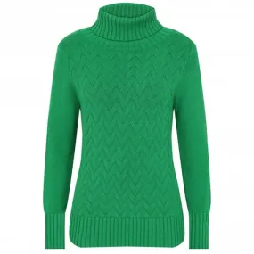 Womens Cable Roll Neck Jumper