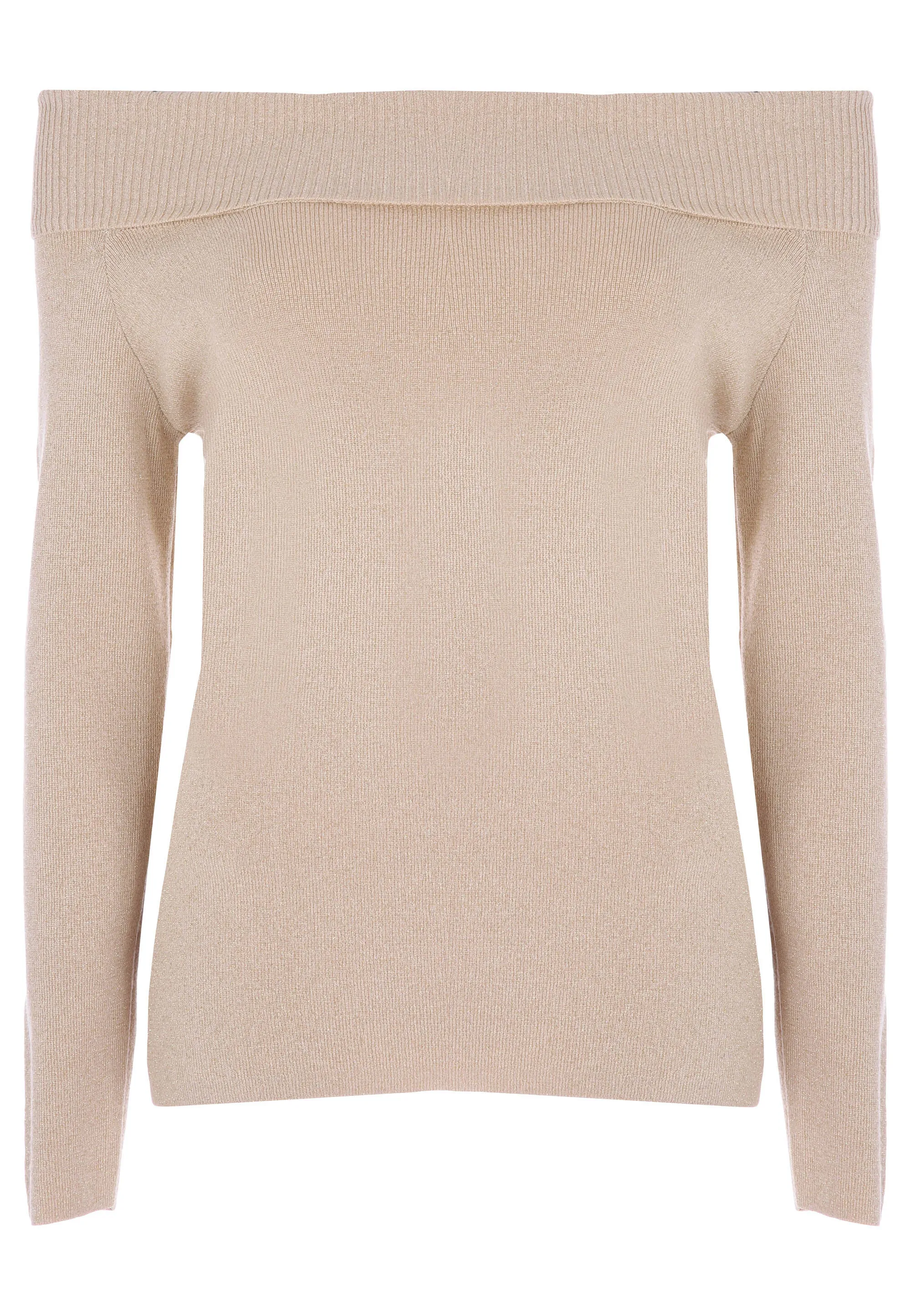 Womens Gold Lurex Bardot Jumper