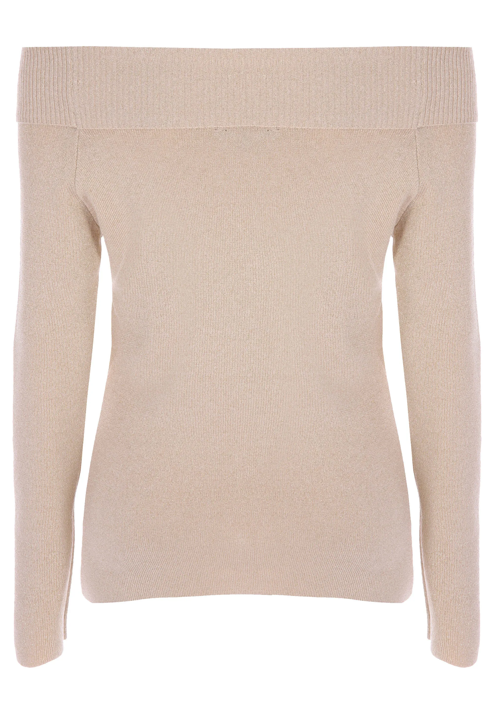 Womens Gold Lurex Bardot Jumper