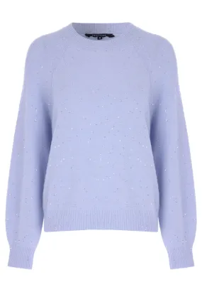 Womens Light Blue Sparkle Sequin Jumper