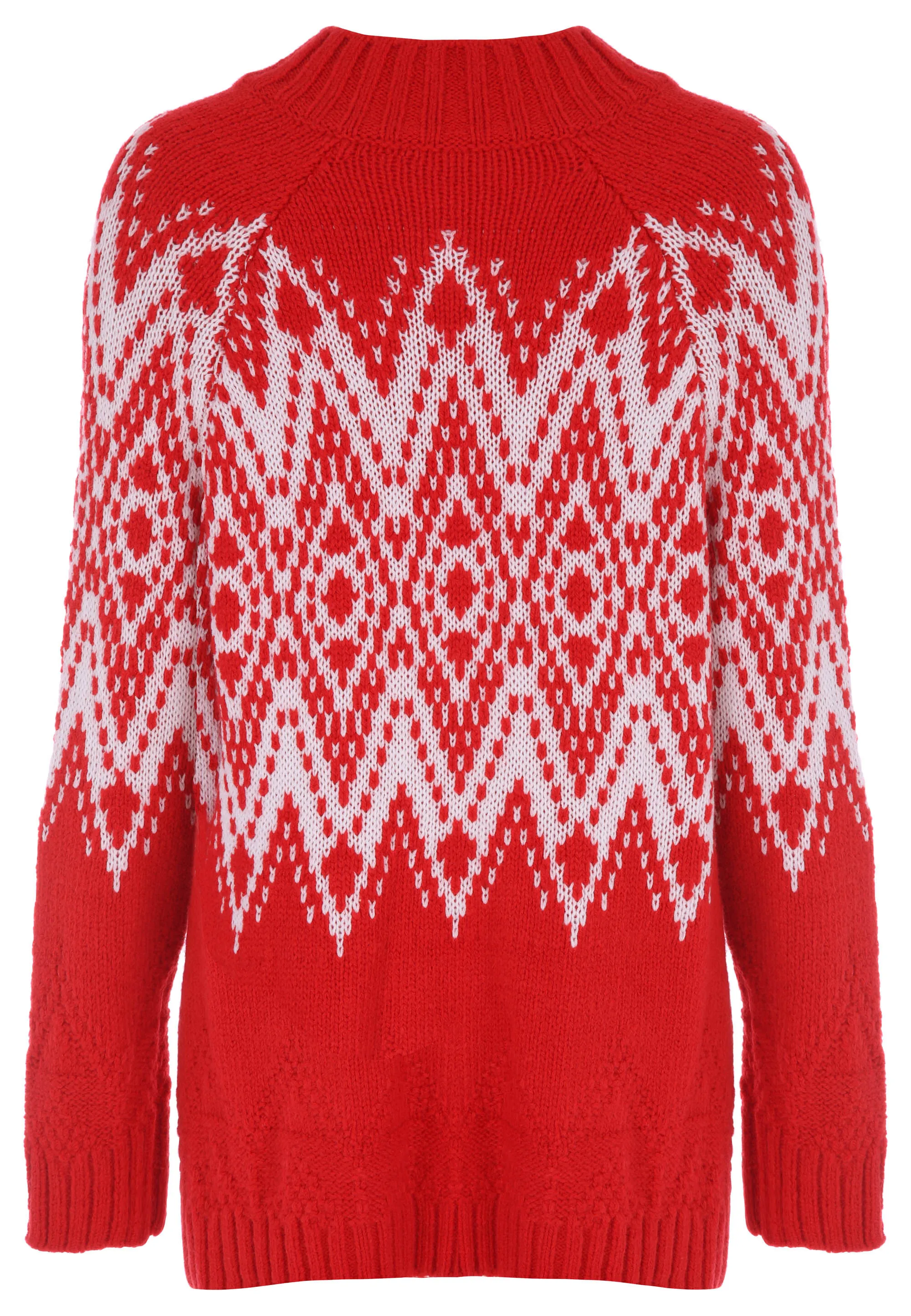 Womens Red & White Diamond Fair Isle Jumper