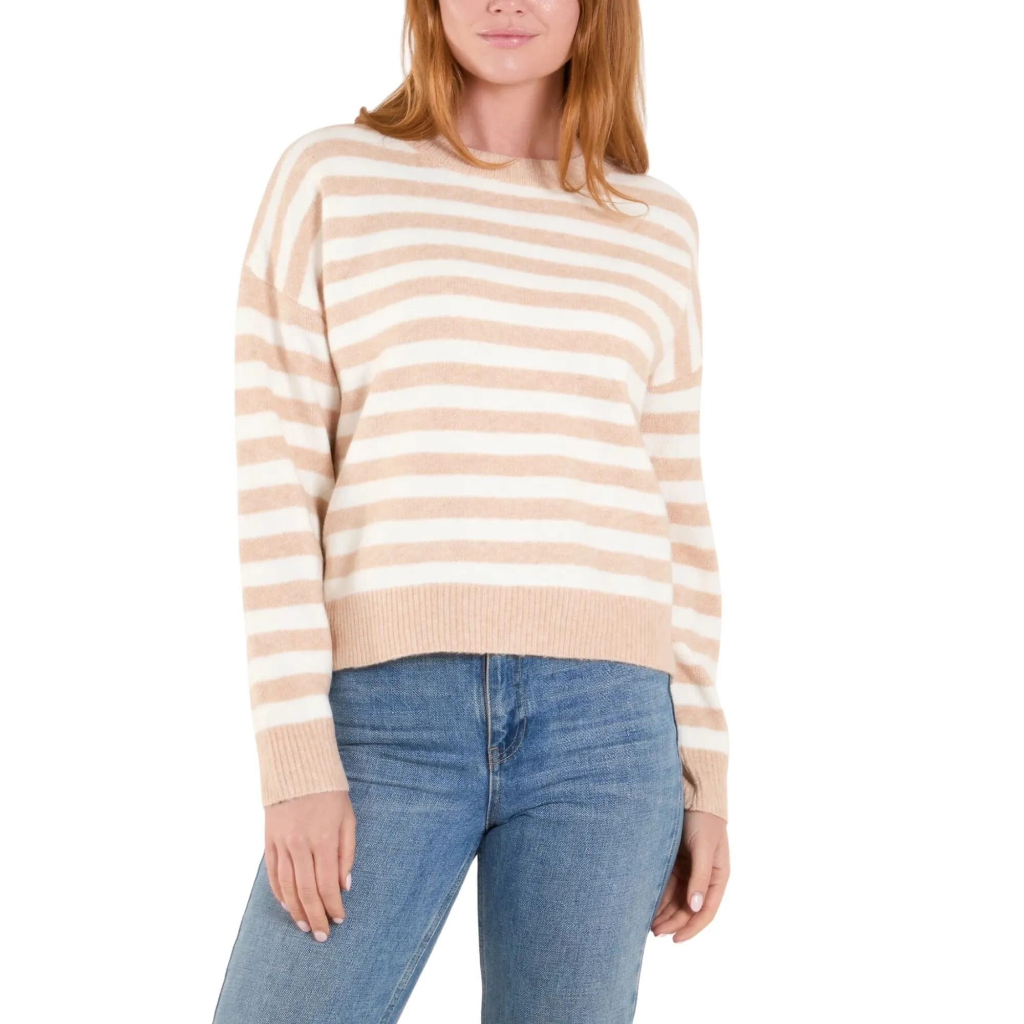 Womens Stripe Contrast Trim Jumper