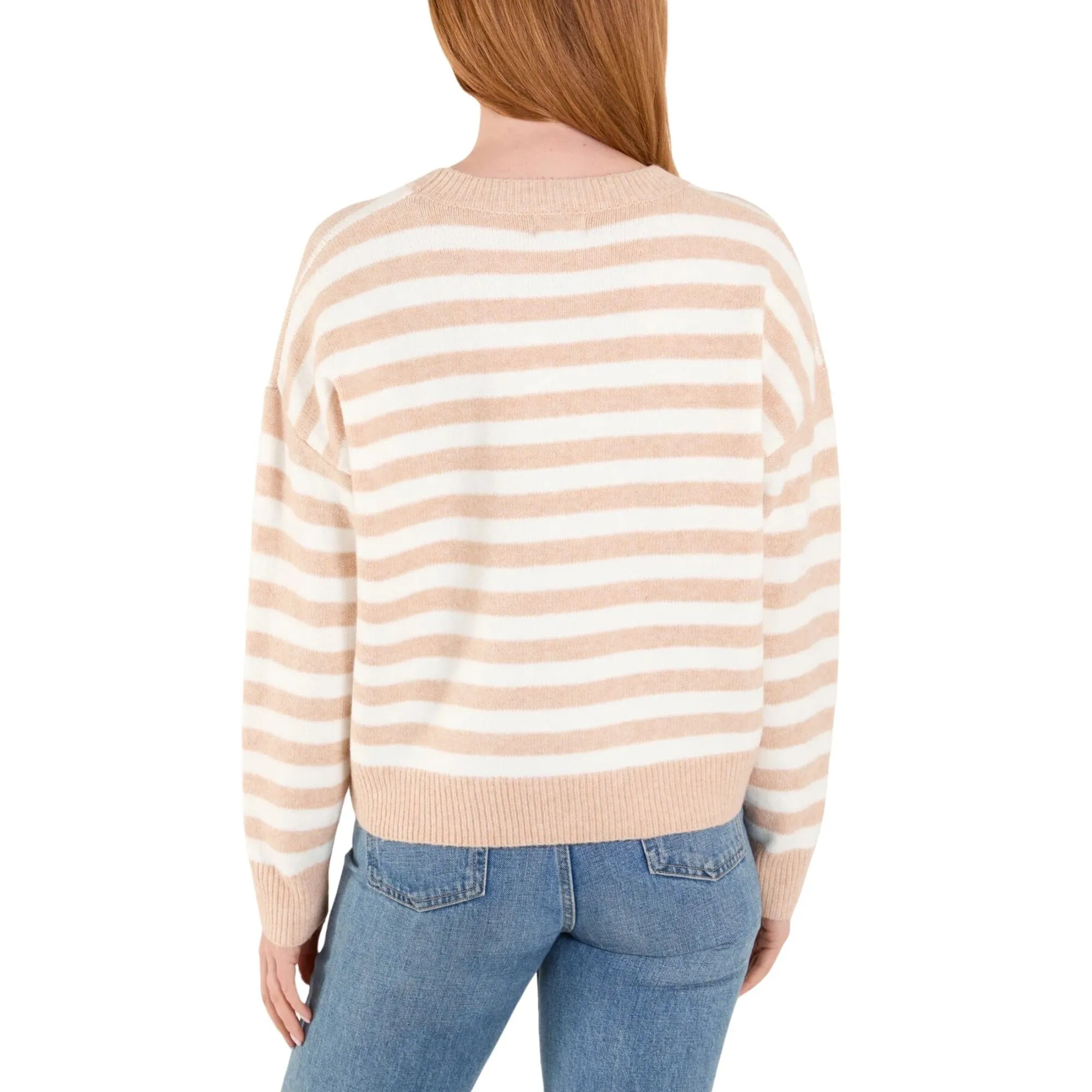 Womens Stripe Contrast Trim Jumper