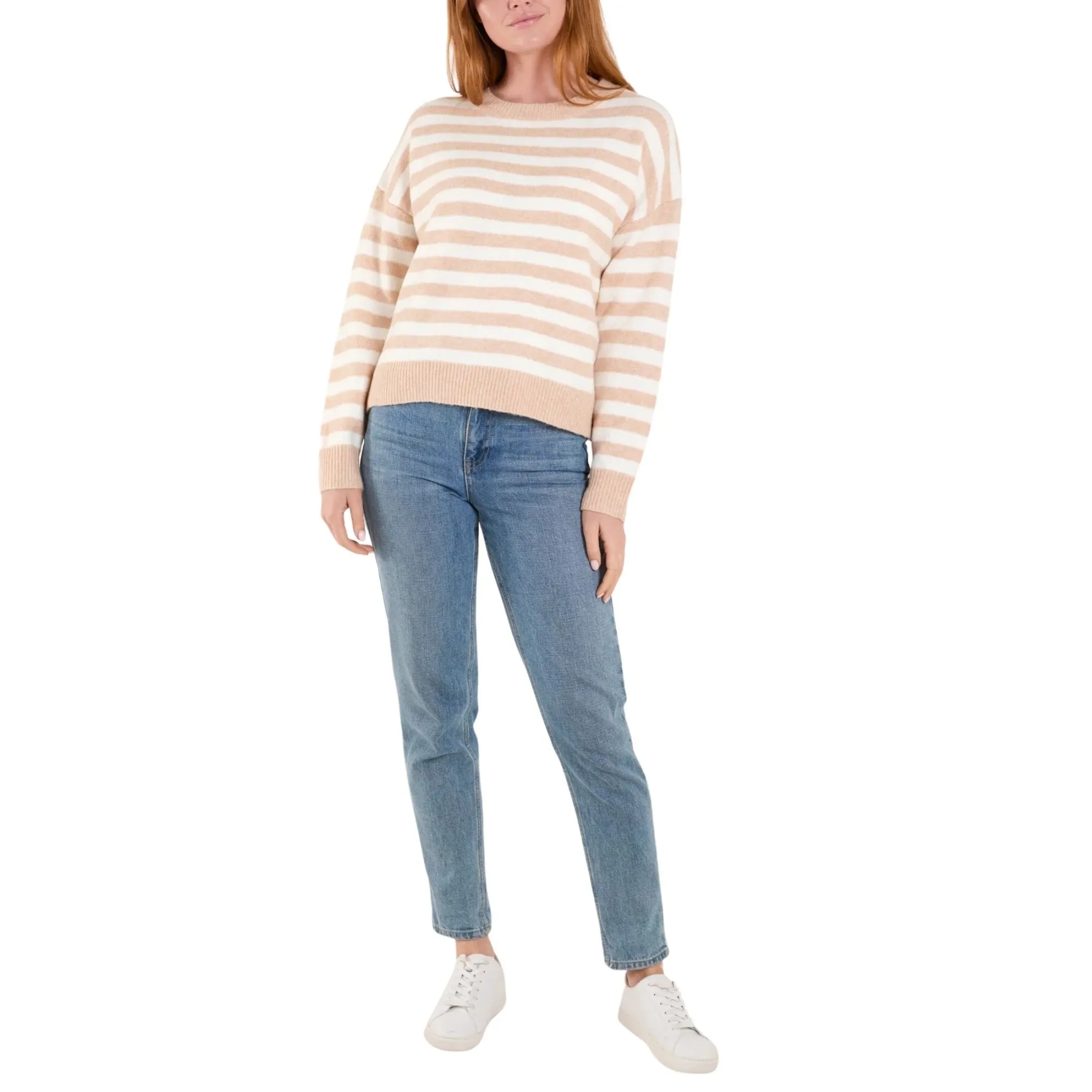 Womens Stripe Contrast Trim Jumper