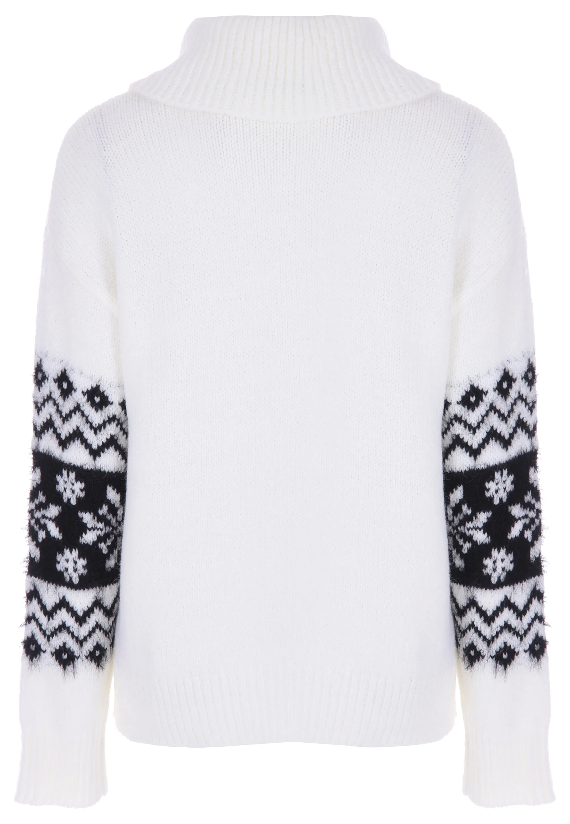 Womens White & Black Snowflake Fairisle Knit Jumper