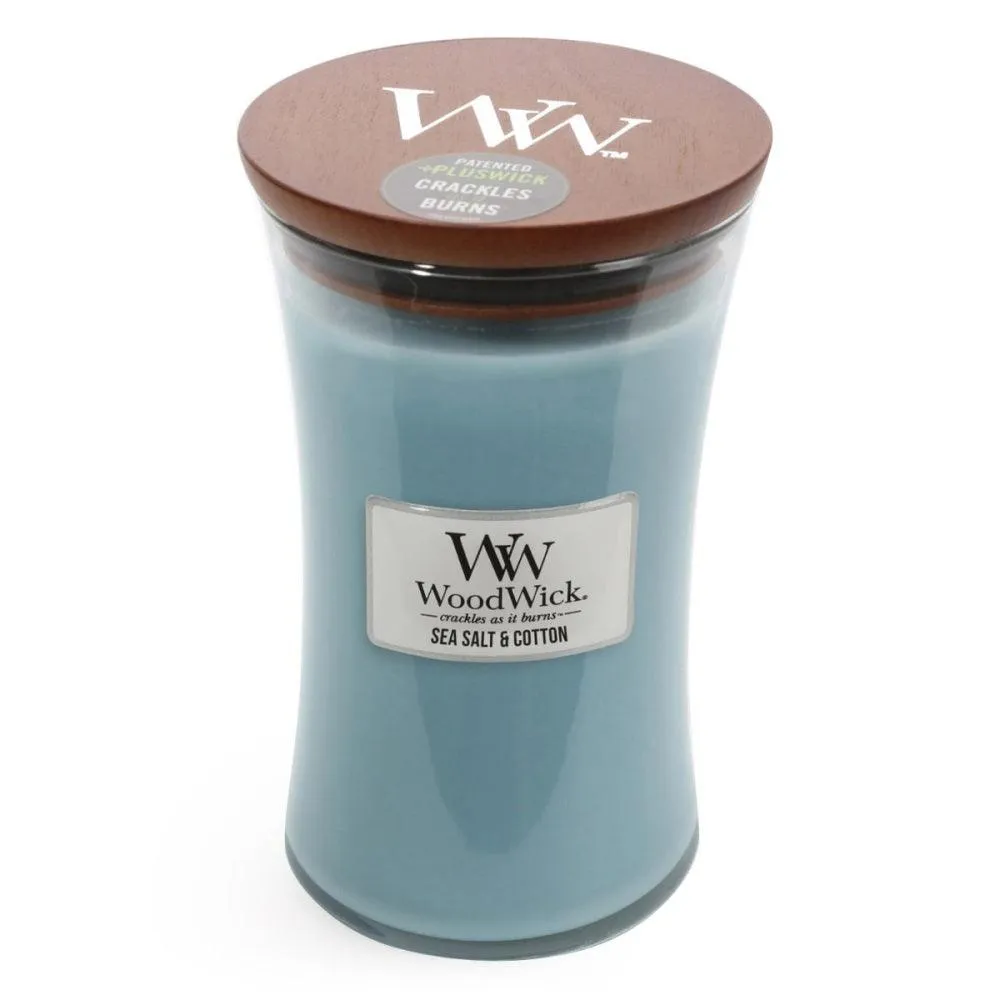 Woodwick Sea Salt + Cotton Large Candle Crackles As It Burns 610G Hourglass