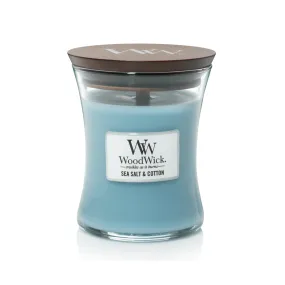 Woodwick  Sea Salt & Cotton Medium Candle Crackles As It Burns 275G Hourglass